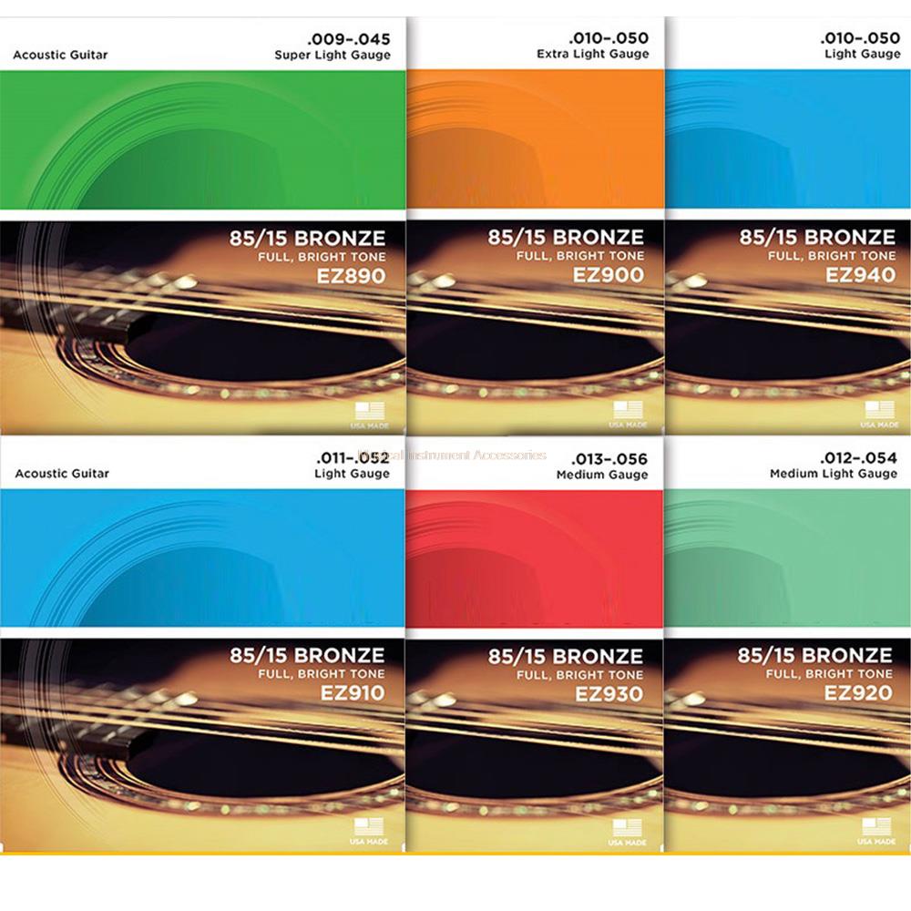 Imagem Hot sale cordas acústicas ez890 80/20 de latão a 6 cordas ej10 ej13 exp16 exp26 vários modelos de frete grátis