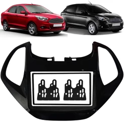 Moldura de Painel 2 Din 7" Polegadas Ka Hatch e Sedan 2015 até 2018 Com Computador Bordo Black Piano