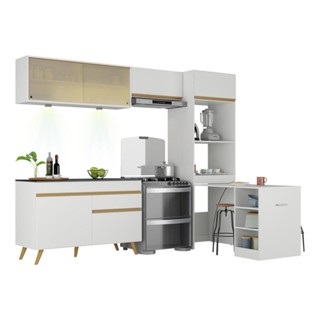 Cozinha Compacta 4 peças com Leds MP2029 Veneza Up Multimóveis Branca