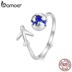 Bamoer 925 Silver Sterling Anel De Abertura Do Tour Global Jóias De Moda Ajustáveis Para Mulheres Presentes
