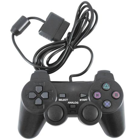 Kit 1 Memory card 16mb + 1 Controle Dualshock 2 Ps2 Joystick Preto