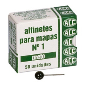 Alfinete para mapa NR 01 preto com 50 unidades ACC em Oferta na Shopee