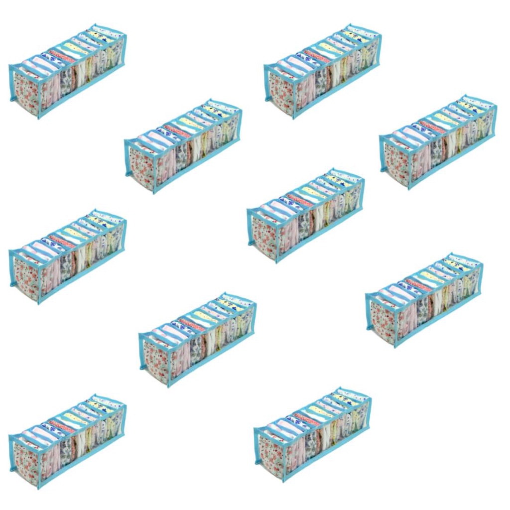 Kit 10 Colmeia Organizadora Para Guarda Roupa Dobrável Azul  5758 123Organizei