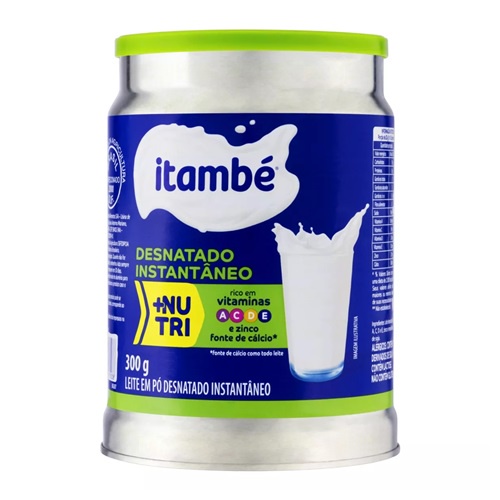 LEITE EM PÓ DESNATADO INSTANTÂNEO + NUTRI VITAMINAS A, C, D, E, FERRO, ZINCO E CÁLCIO - 300G - ITAMBÉ