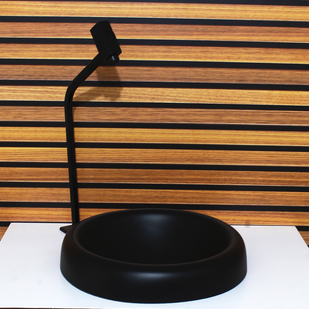 CUBA DE VIDRO CHAPEU 32CM PRETO FOSCO · foto 2