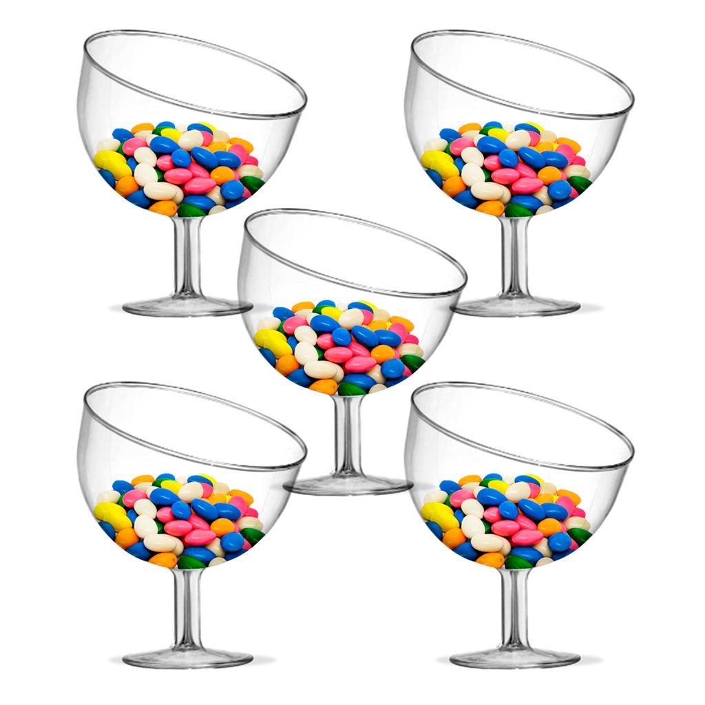 Kit C/5 Taca Inclinada Tropical Acrilico 400ml Peq. 15x12cm