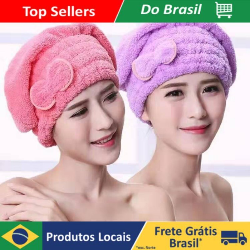 Toalha Secadora De Cabelo Tampa Microfibra Anti Frizz Post Bath