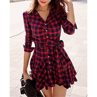 Vestido Xadrez Feminino Vermelho Curto Vintage Sullins