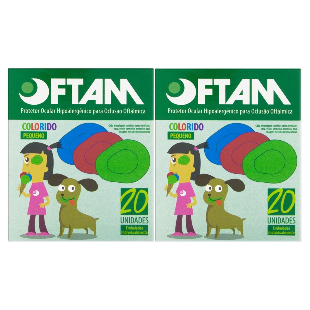 Kit 2 Protetores Ocular Oftam Pequeno Colorido cx C/20 Unidades