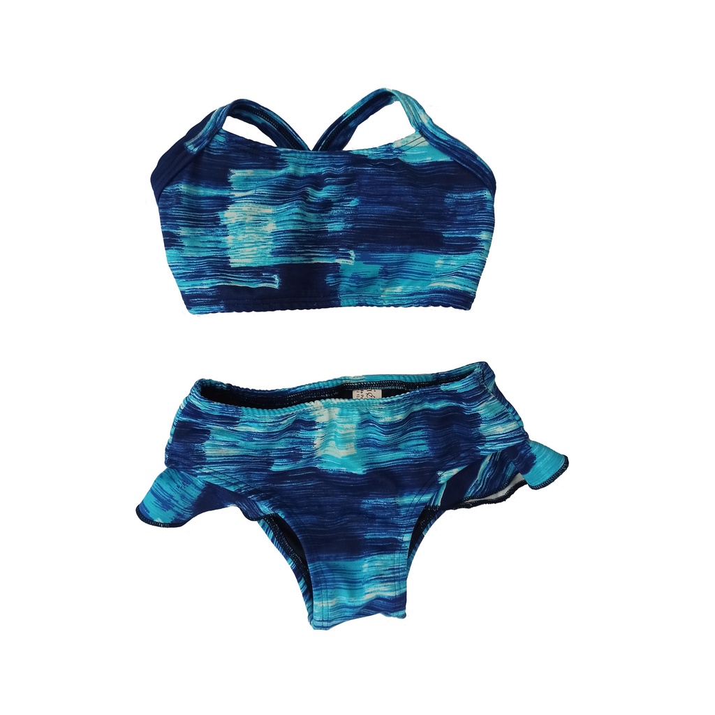 Biquíni infantil feminino azul estampado