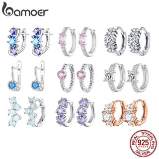 Bamoer (1 Par) 925 Prata Esterlina Brincos Simples Zircon De Aniversário Moda Para Mulheres