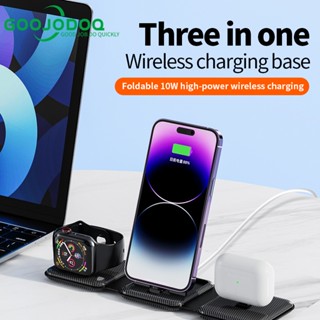 GOOJODOQ 2023 Novo Carregador Sem Fio 3 Em 1 Dobrável Para O Suporte De Carregamento De Fones De Ouvido Apple Phone Watch