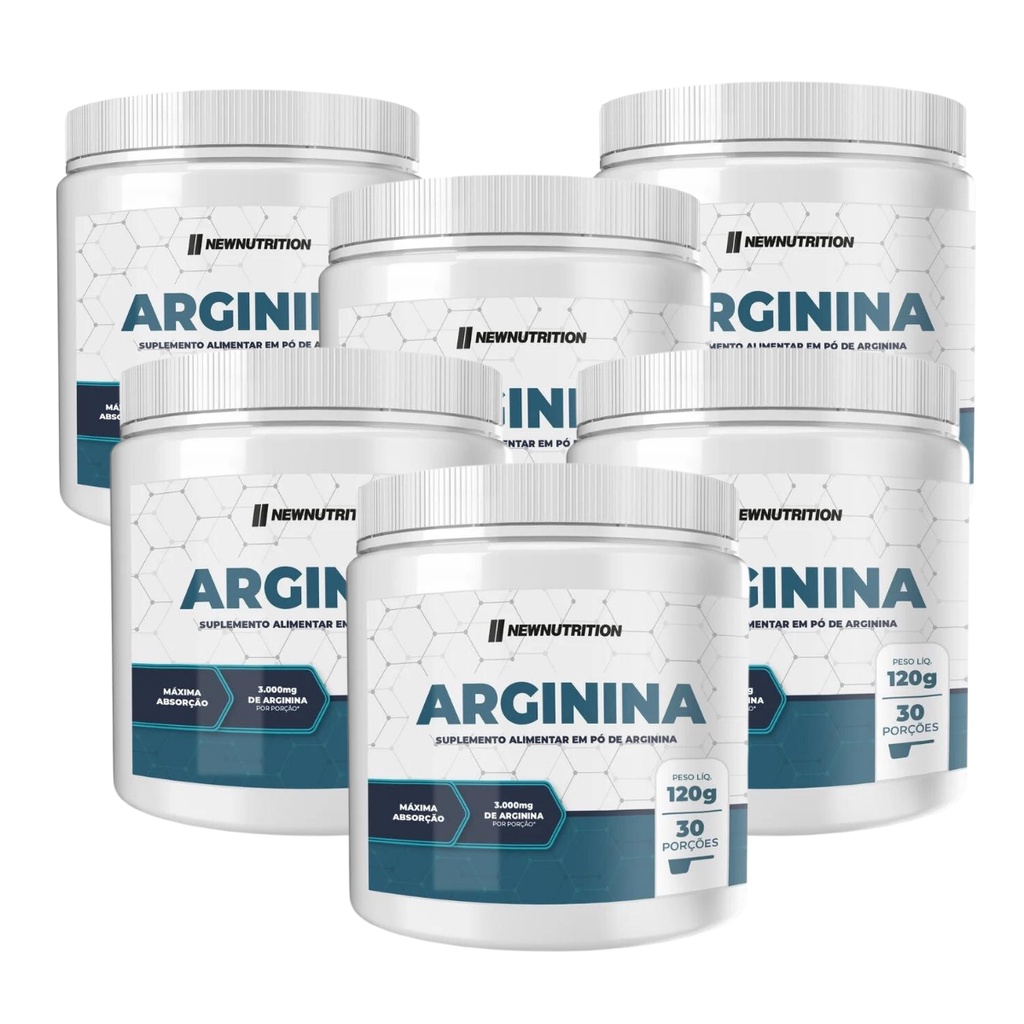 Arginina Com Cálcio E Fósforo 120g New Nutrition 6 unidades - Sem Sabor