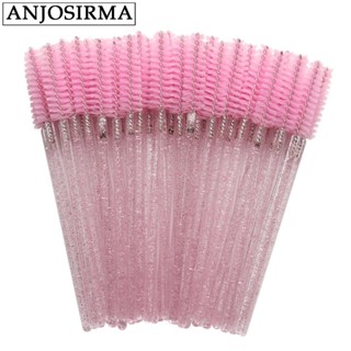 ANJOSIRMA 50pcs Escova De Pestanas De Cristal Rosa Descartável , Aplicador Diamante , Ferramenta De Maquiagem Feminina Para Extensão