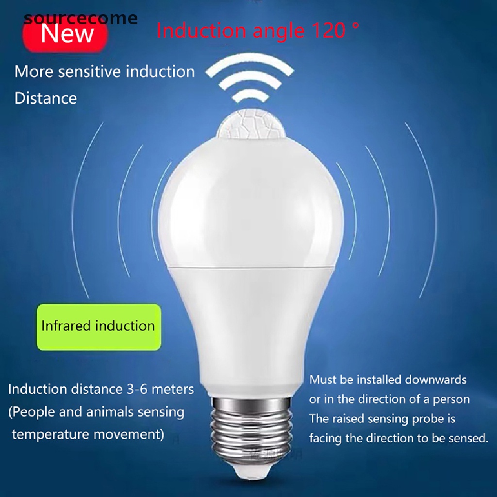 [Fontecome] Lâmpada E27 PIR Sensor De Movimento LED 5W 9W 15W Com Boutique De Luz Noturna