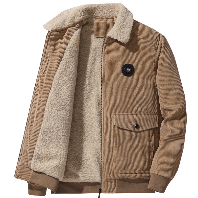 Revestimento De Velo Espessado Casaco De Cordeiro Novo Estilo Corduroy Inverno Acolchoado Para Homens