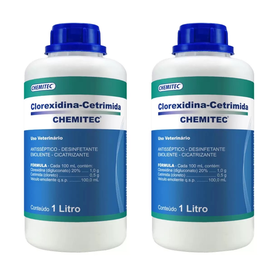Kit 2 Clorexidina Cetrimida Desinfetante E Antisséptico Chemitec - 1 Litro - Health
