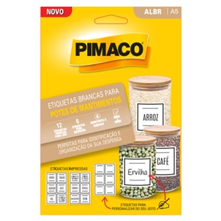 Etiqueta para potes de mantimentos ALBR A5 com 3 folhas Pimaco