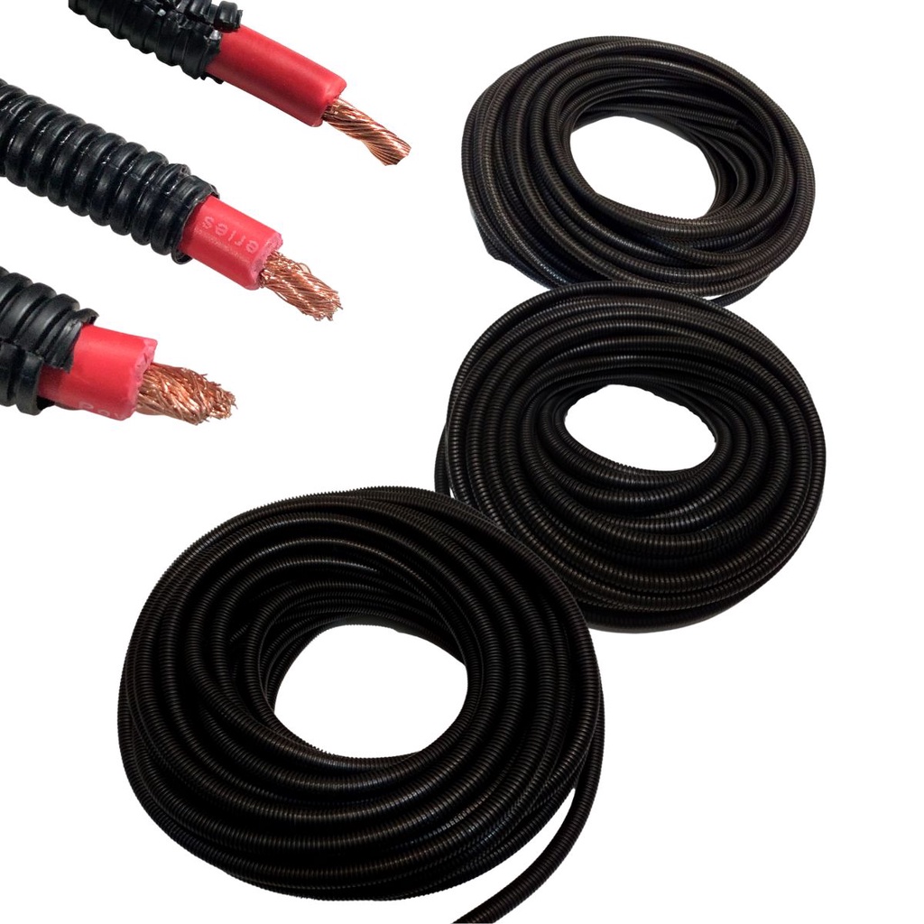 Kit 20 Metros De Cada Espaguete Corrugado 4,5mm/ 7,5mm e 10mm C/ Corte Que Facilita a Introdução Fio e Cabos