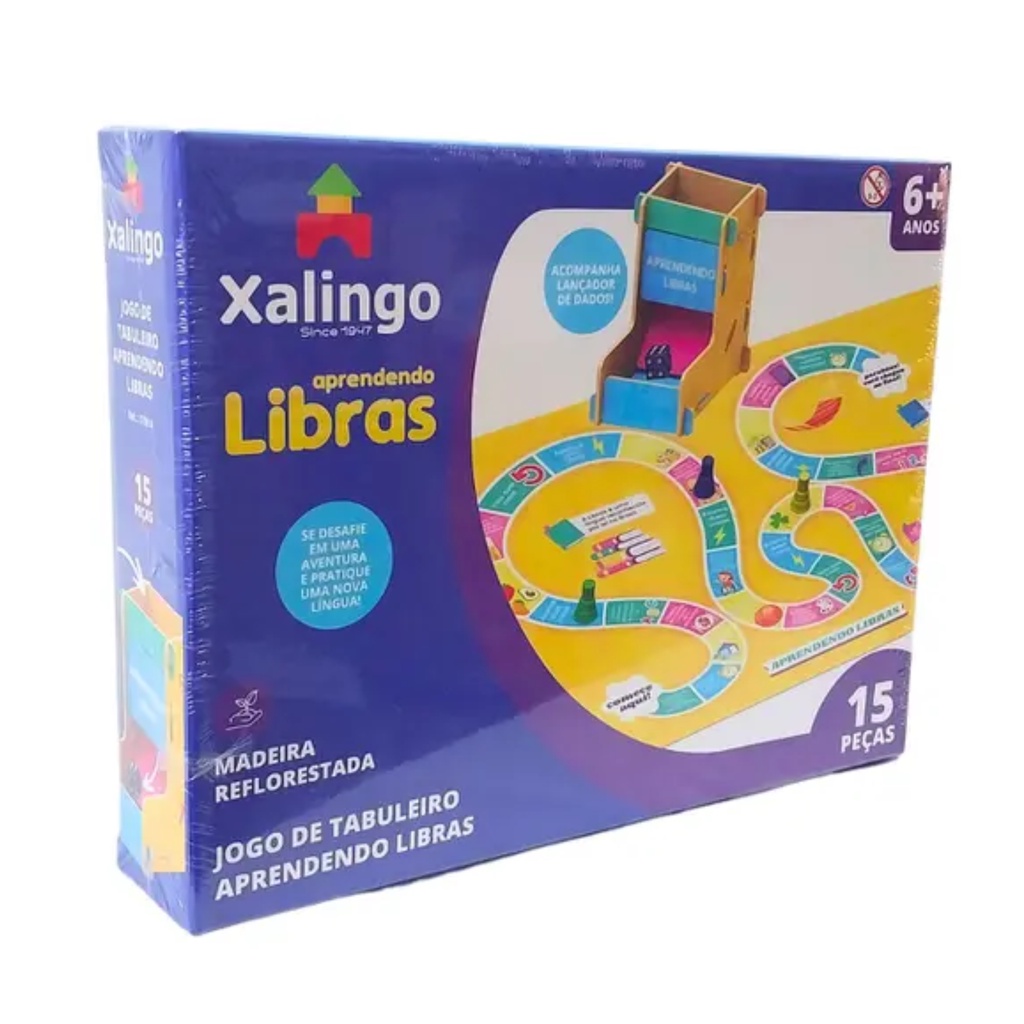 Jogo de Tabuleiro Aprendendo Libras em Madeira Reflorestada 15 Peças Xalingo  - 17598