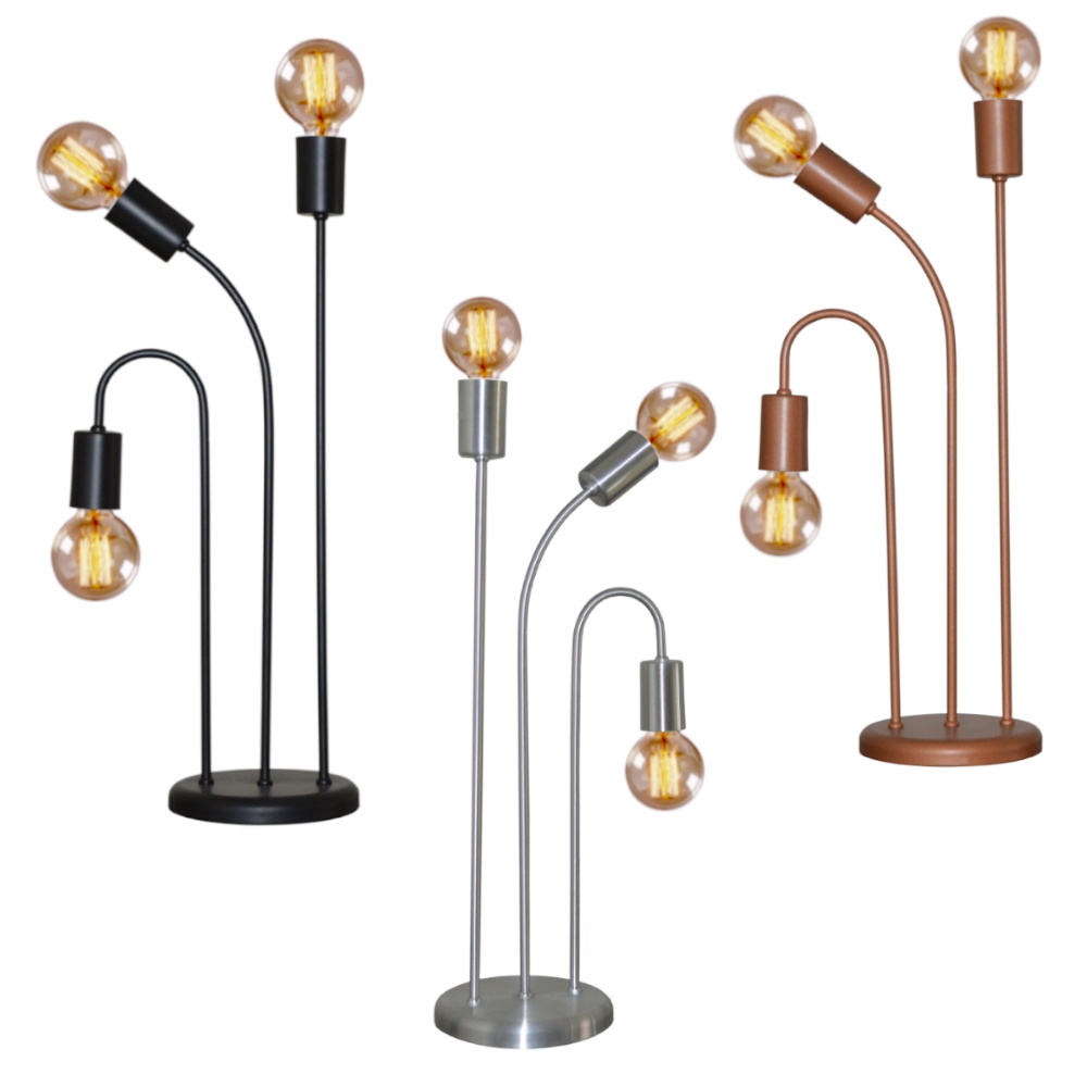 Luminaria de Mesa Retrô - Abajur para sala o quarto - Ideal para utilizar com lâmpadas de Filamento