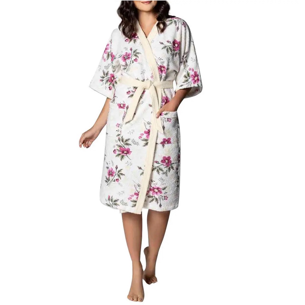Roupão Felpudo Adulto Feminino Quimono Estampado