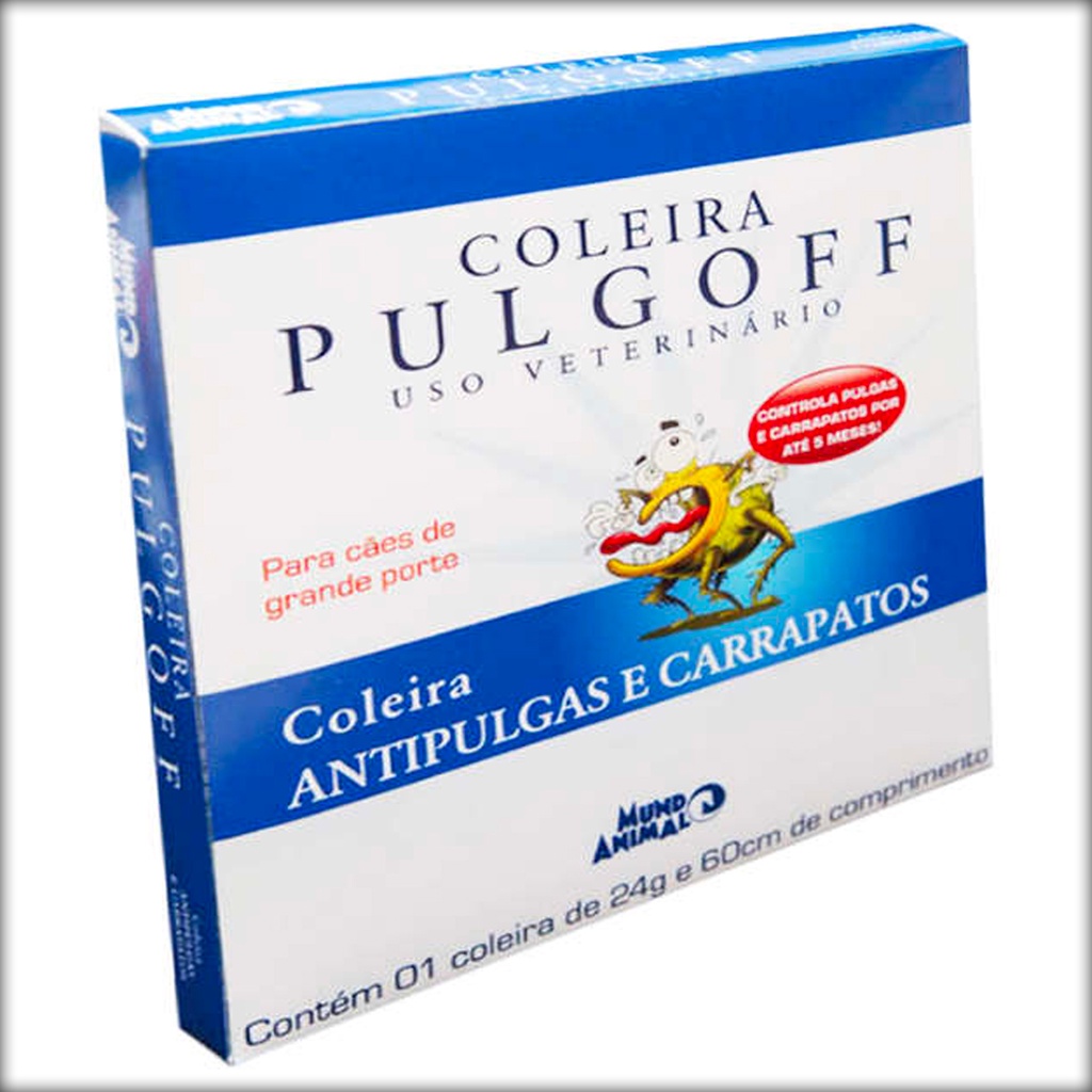 Pulgoff Coleira Antipulgas Mundo Animal para Cães - Tam. G