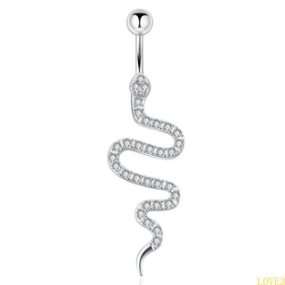 LOVE3 Fashion Snake Belly Button Anéis De Botão De Barriga De Dangle Crystal Navel Barbell Jewelry