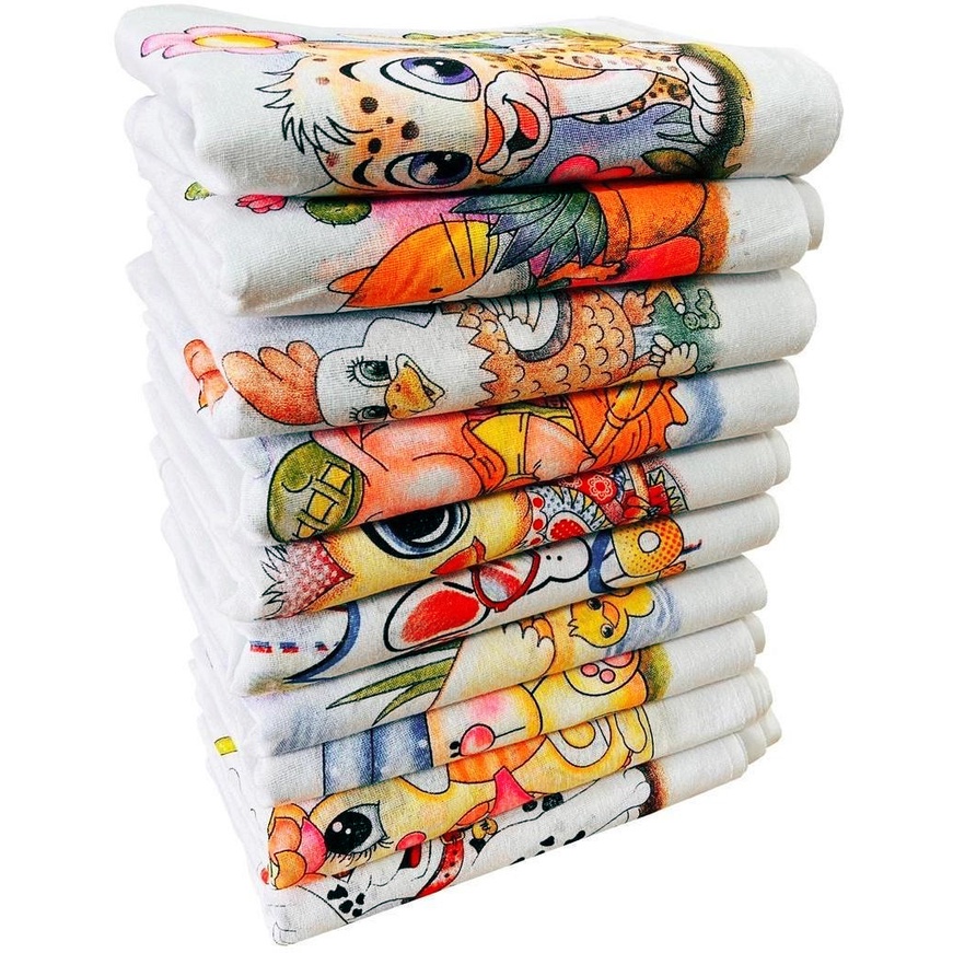 Pano De Prato Bainha  Estampado Kit Com 10 Peças Barato 33 x 60 Cm