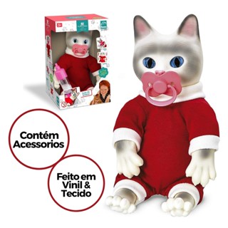Boneca Bebê Pet Reborn Gatinho Brinquedo Mamadeira Menina Chupeta Baby Reborne Gato Realista