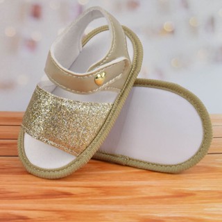 Sandália Feminina Gliter Brilho Bebê Conforto Sapekitos Macia Flexível Calçado Infantil Recem Nascido Pronta Entrega