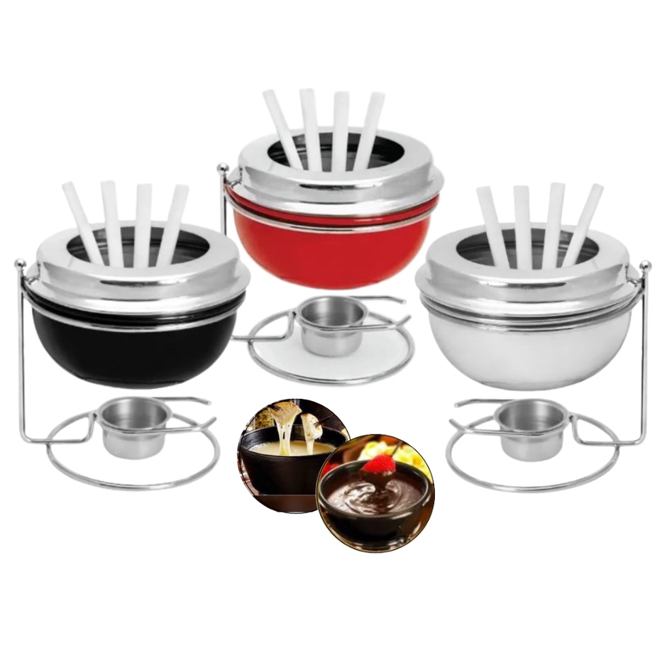 Kit Fondue Panela de Fondue Conjunto Aparelho Para Fondue Chocolate Queijo Carne Mini Fondue Completo