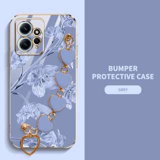 Xiaomi Redimi Poco X6 Pro K70E Faixa De Flores Bauhinia Criativa Pulseira Do Amor Bracelete De Luxo Silicone Galvanizado Anti Impacto Caixa Protetora