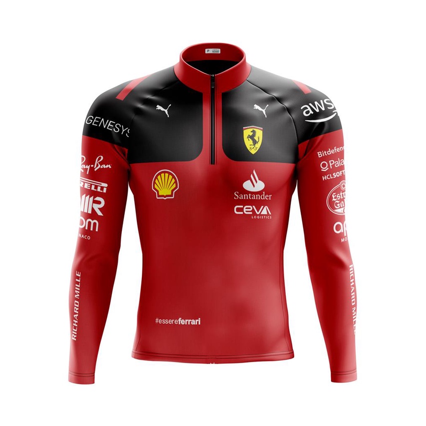 Camisa Ciclismo Camiseta Ciclista Roupa de Ciclismo Masculina Manga Longa Ferrari F1 Com Bolsos UV 50+ em Oferta na Shopee