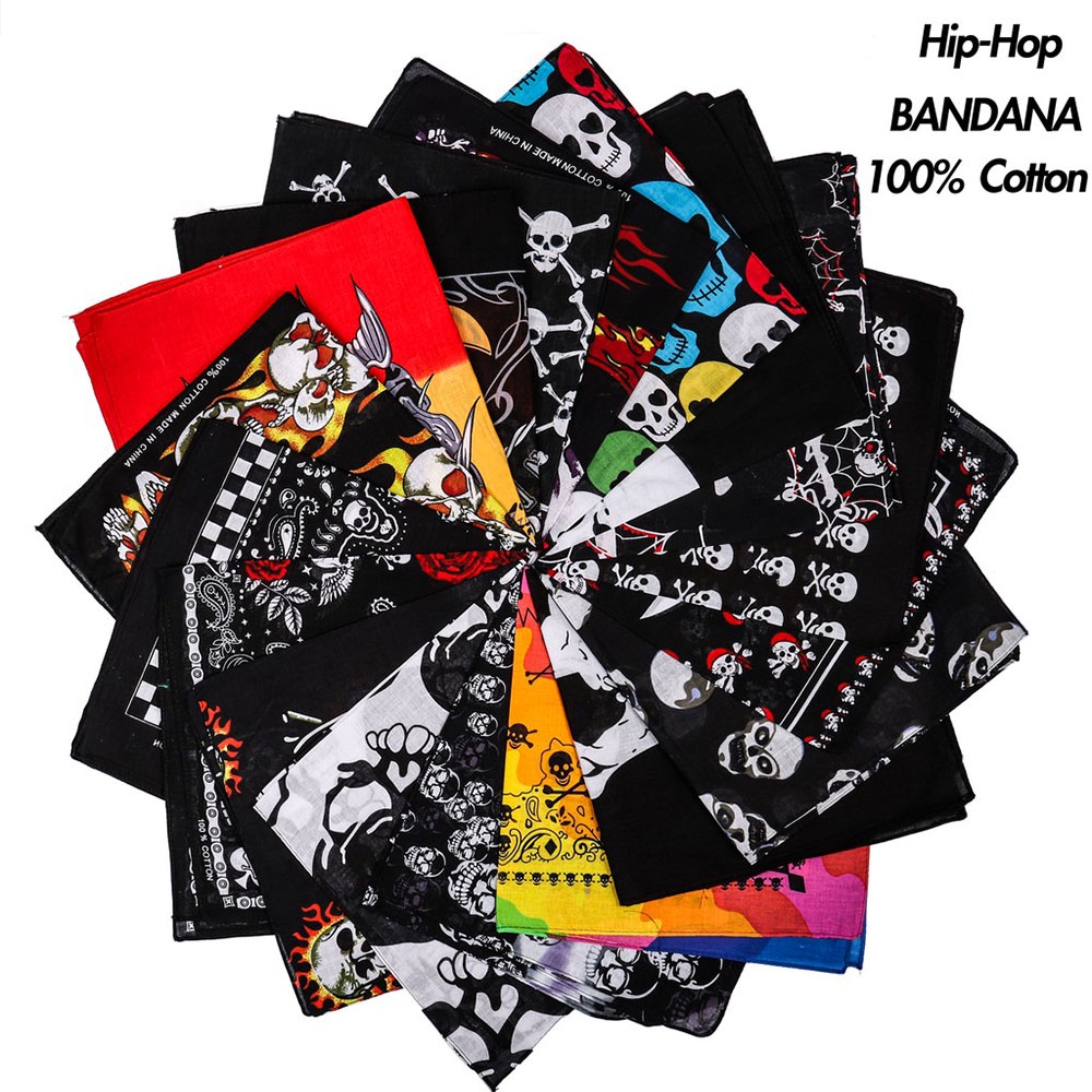 Bandana Panyo 100 % Algodão Fashion Hip Hop Square Scarf 55cm * 55cm Preto Vermelho Fita De Cabeça Impressa Para Mulheres/Meninos Meninas