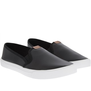 Slip On Moleca Flow Pespontos Preto