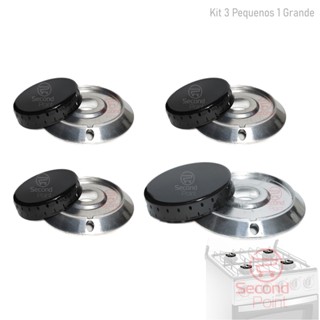 Kit 4 Queimadores 4 Espalhadores Fogão Dako Luna Delta Supreme Lumiere 3 Pequenos 1 Grande