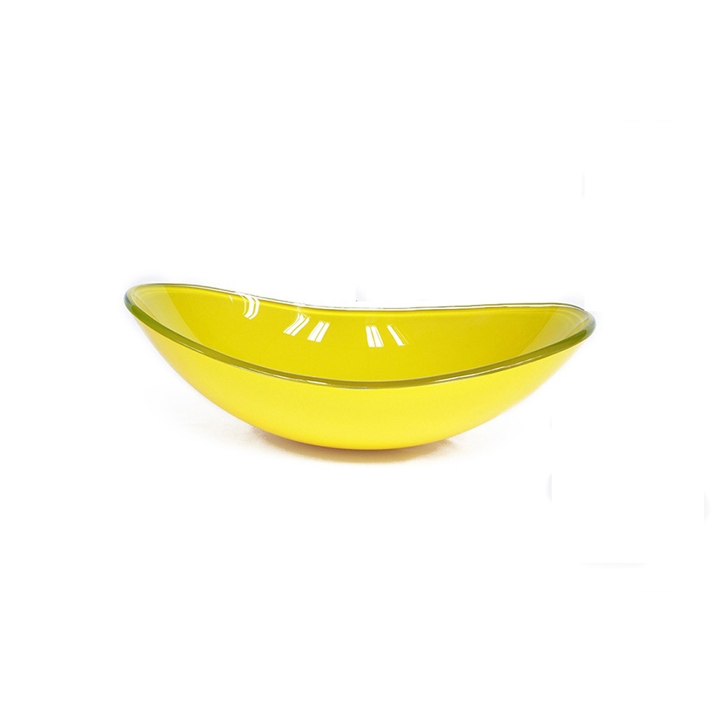 CUBA DE VIDRO OVAL 55CM AMARELA