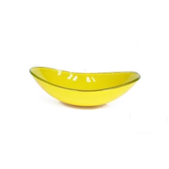 CUBA DE VIDRO OVAL 55CM AMARELA