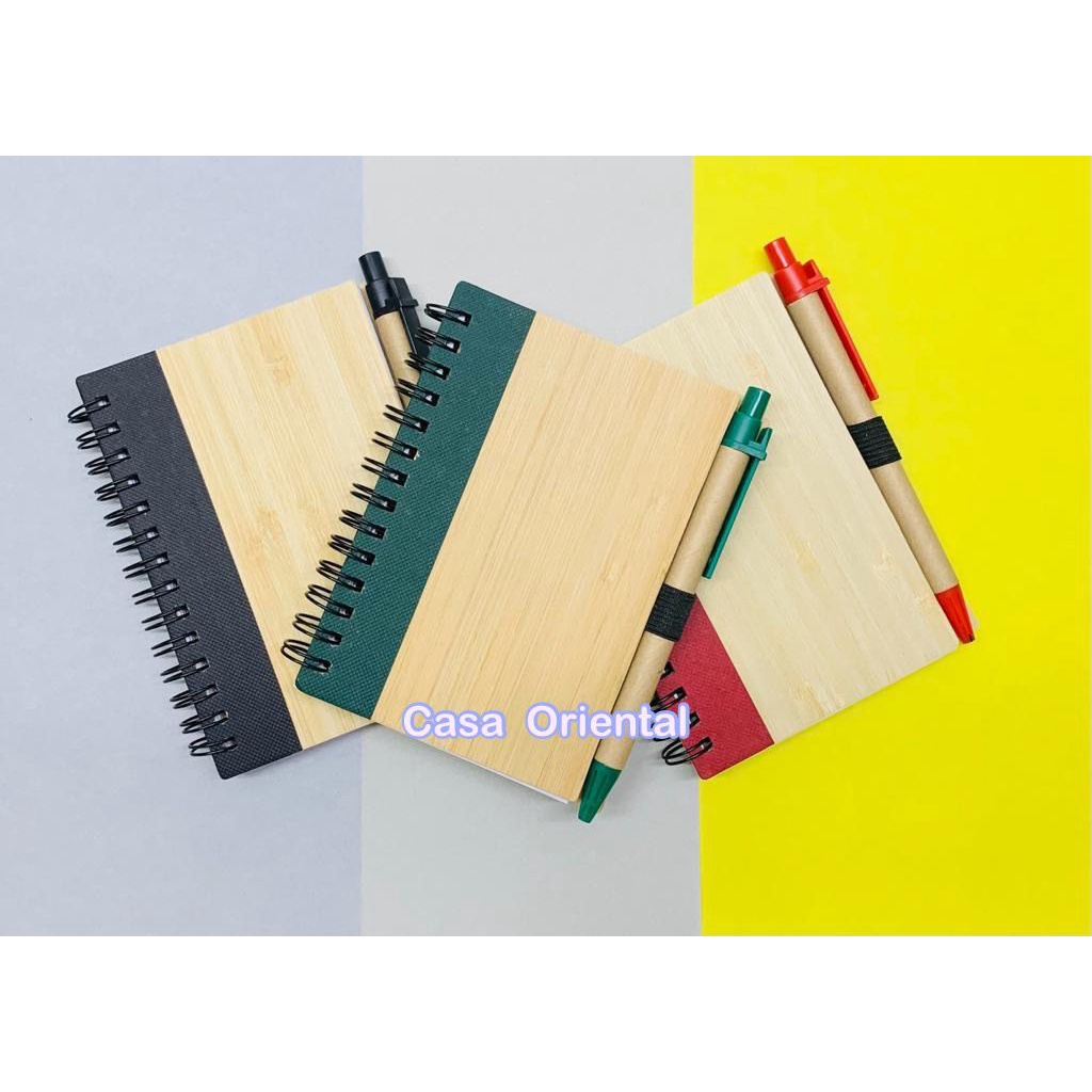 Caderno Em Bambu Com Pauta e Caneta 70 Folhas 8,6cmx12,7cm HA85341 em Oferta na Shopee