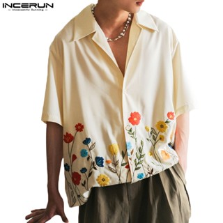 INCERUN Desenho De Nicho Masculino Com Camisa floral Colorida De Manga Curta