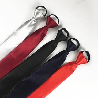 Gravata Homem Zíper Gravata 5cm Lazy Solid Color Student Formal Suit Navy Blue Red Black Wedding