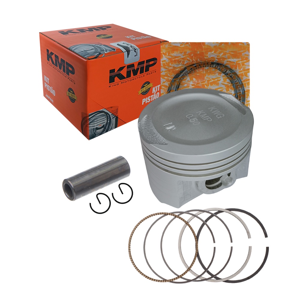 Pistao + Anel + Pino + Trava P/ Moto Honda CG 125 Fan 09/18 NXR 125 09/15 Medida 0.50mm