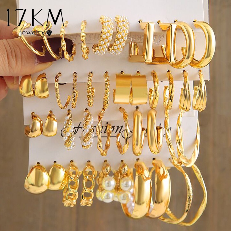 Conjunto De Brincos Em Forma De Pérola Emaranhado Para Mulher Placa De Ouro Vintage Big Butterfly Geometry Hollow Hoop Earring Fashion Jewerly