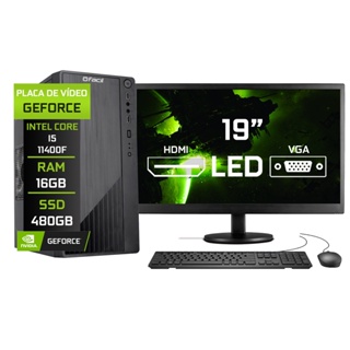 Computador Completo Fácil Intel Core i5 11400F (11ª Geração) 16GB DDR4 Geforce Nvidia 1GB SSD 480GB Monitor 19" LED em Oferta na Shopee