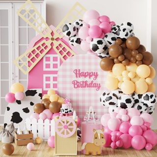 Festa De Aniversário Da Girl Farmland Balão De Vaca Rosa Garland Arch Kit Baby Cow Balloon Banner em Oferta na Shopee