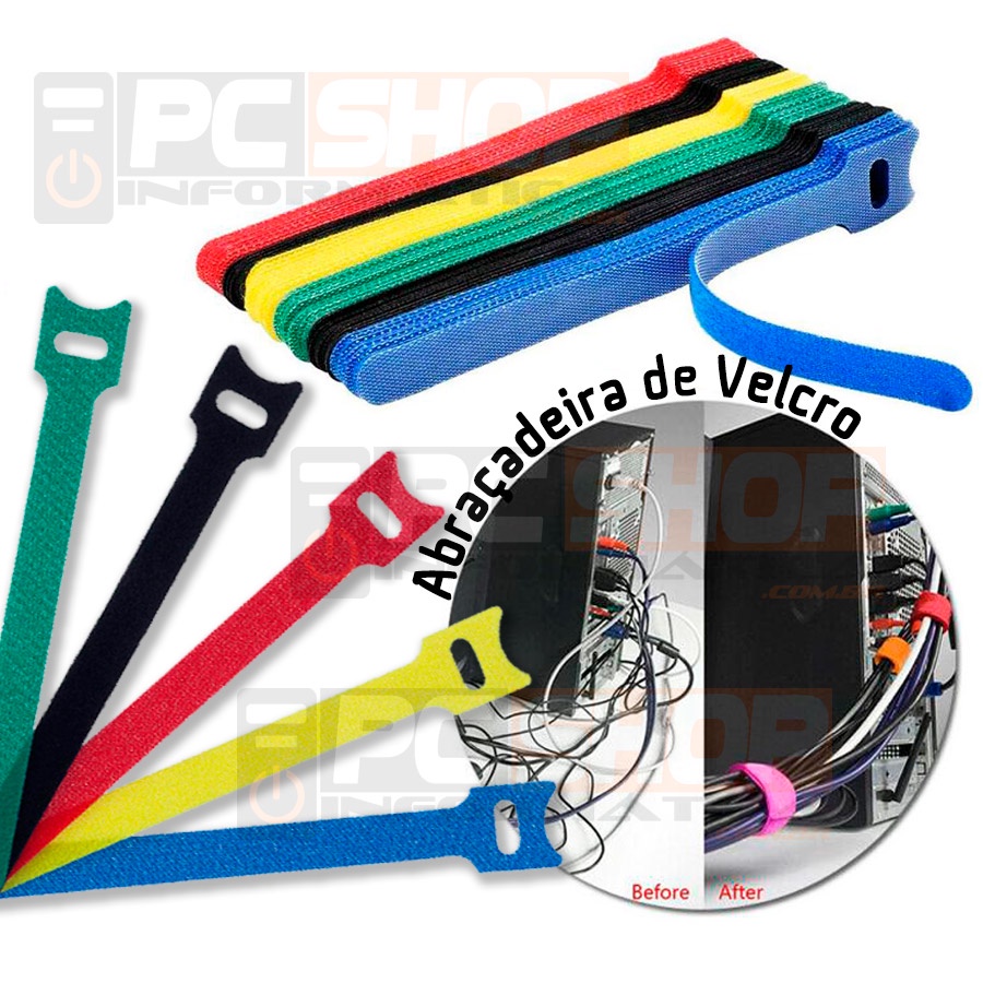 Prendedor Organizador de Cabos e Fios com Velcro Abraçadeira Reutilizável