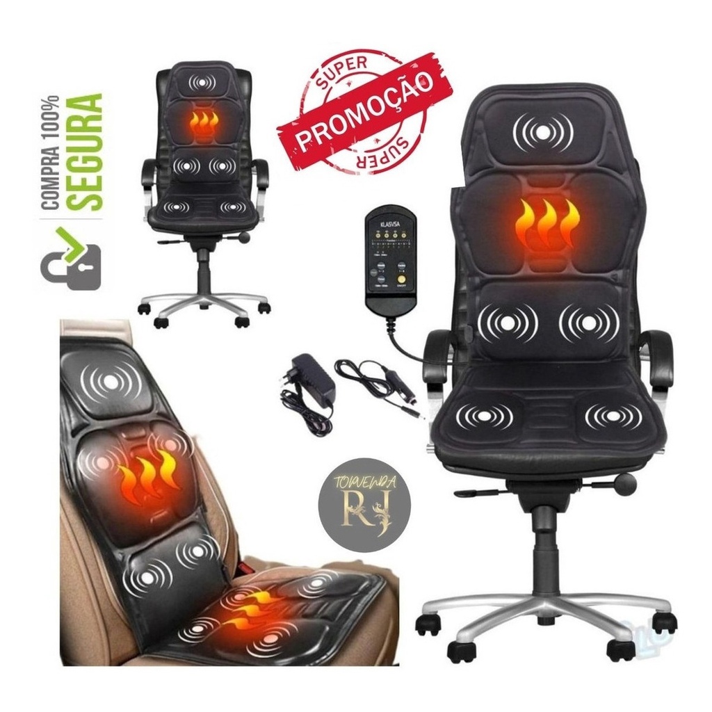 massageador costas cadeira 110v 220v coluna pernas estimulador gostoso digital com controle + adaptador para usar no carro