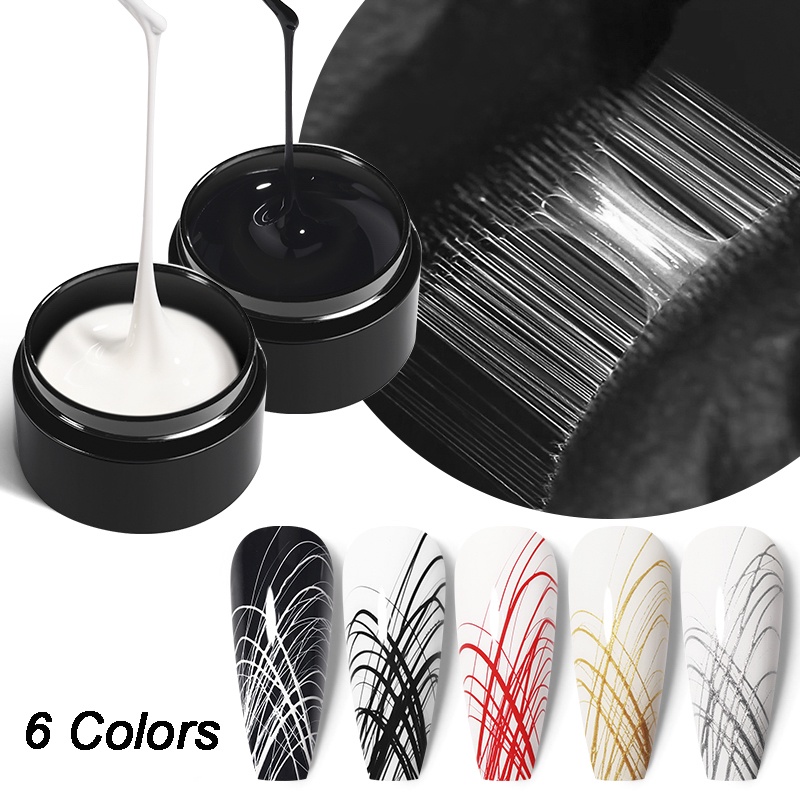 Gel Refletor De Desenho De Unhas De Arame Polimento Preto Branco Teia De Aranha Arte Pintura