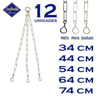 Kit 12 Correntes tripla pendurar vaso cuia suspenso planta flor